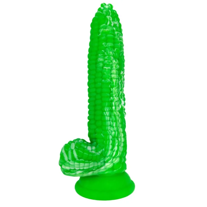 Spanksy Anal Fantasy Dildo Sex Toy Green Monster Corn 8 Inch Thick Penis Silicone