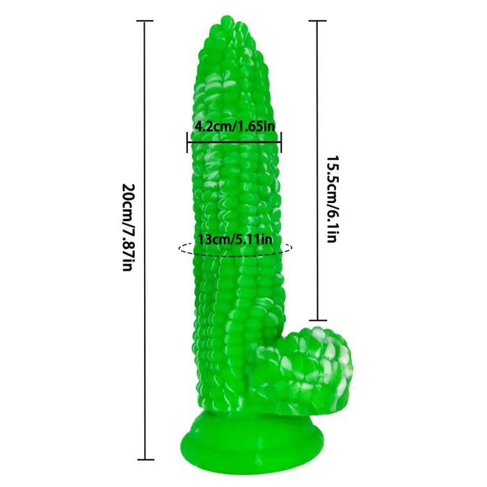 Spanksy Anal Fantasy Dildo Sex Toy Green Monster Corn 8 Inch Thick Penis Silicone