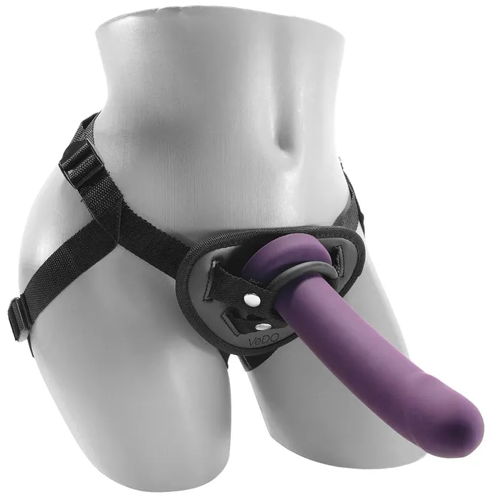 Nalpac Female Sex Toys Vedo Strapped Rechargeable Vibrating StrapOn Deep Purple