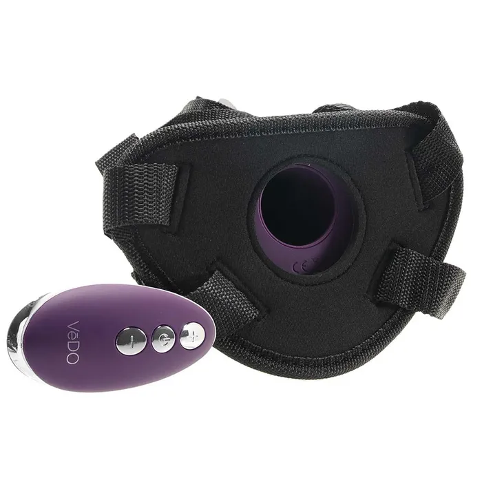 Nalpac Female Sex Toys Vedo Strapped Rechargeable Vibrating StrapOn Deep Purple