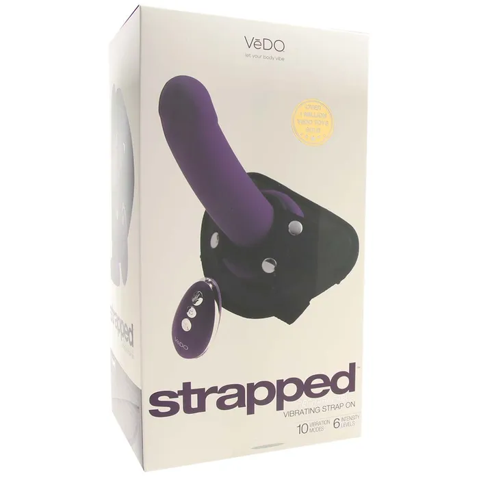 Nalpac Female Sex Toys Vedo Strapped Rechargeable Vibrating StrapOn Deep Purple