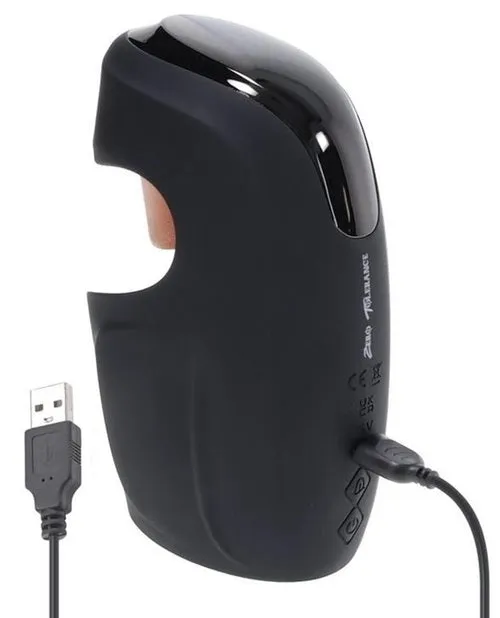 Anal Zero Tolerance Lick the Tip Rechargeable Silicone Mouth Masturbator Black Evolved Novelties