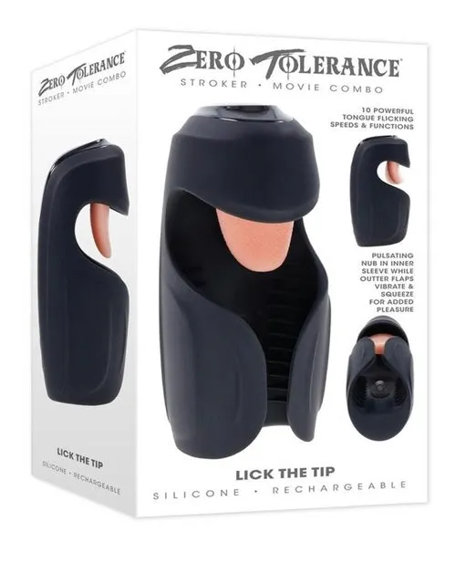 Anal Zero Tolerance Lick the Tip Rechargeable Silicone Mouth Masturbator Black Evolved Novelties