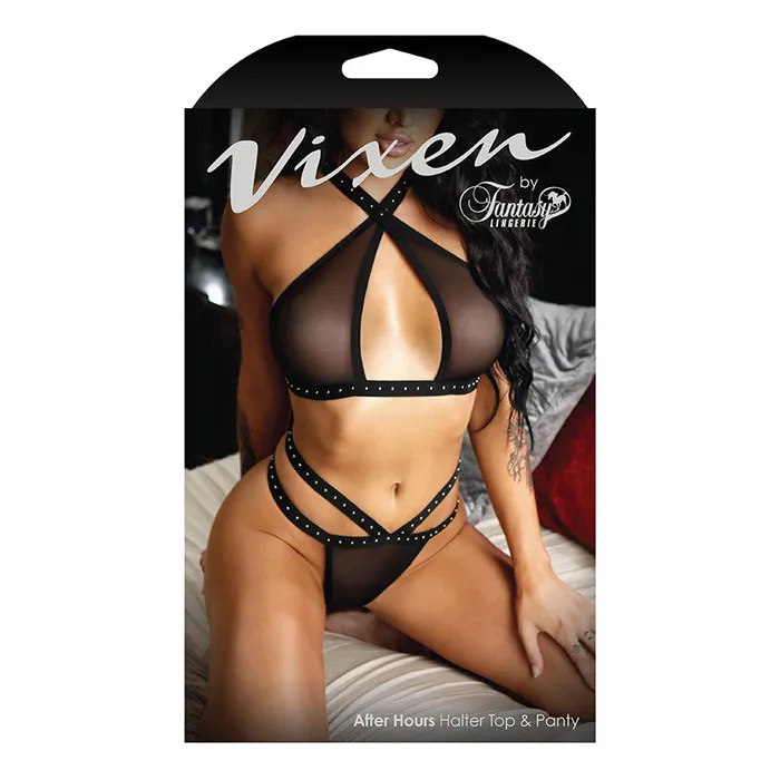 Fantasy Lingerie Vibrators Vixen Afterhours Stdd Haltrpntyblk Lxl