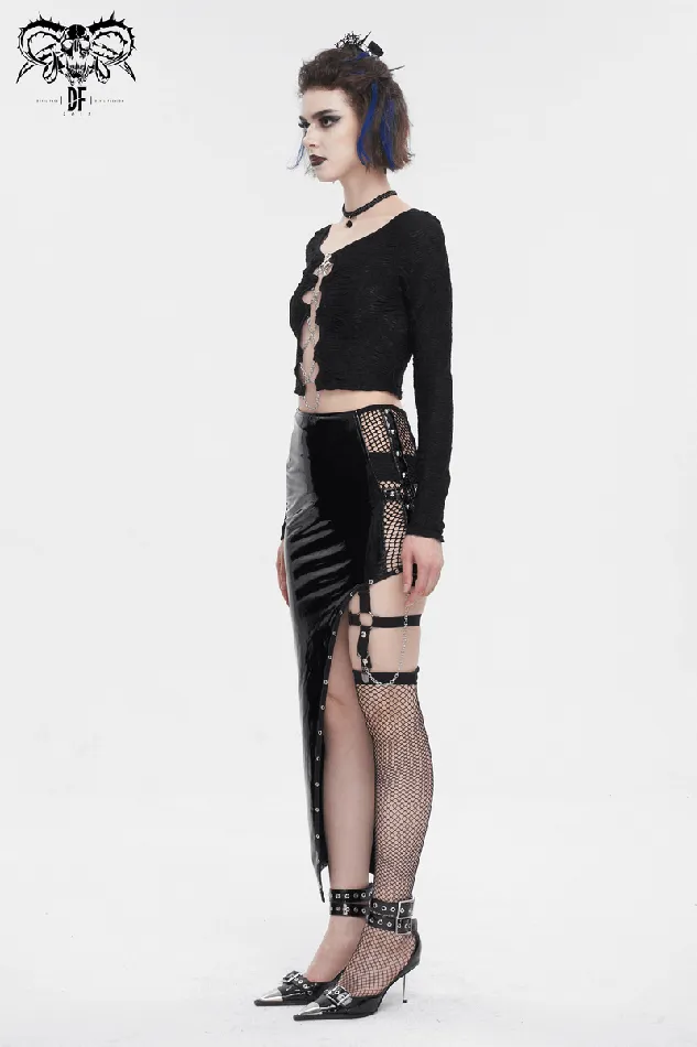 EVEs SECRETS Couples Gothic LaceUp Black Crop Top With Sexy CutOuts