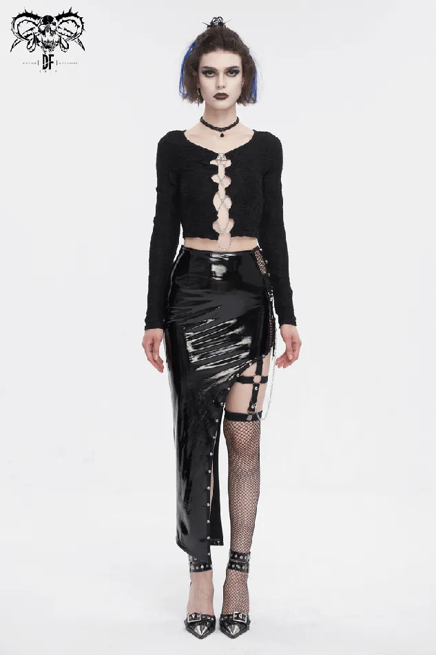 EVEs SECRETS Couples Gothic LaceUp Black Crop Top With Sexy CutOuts