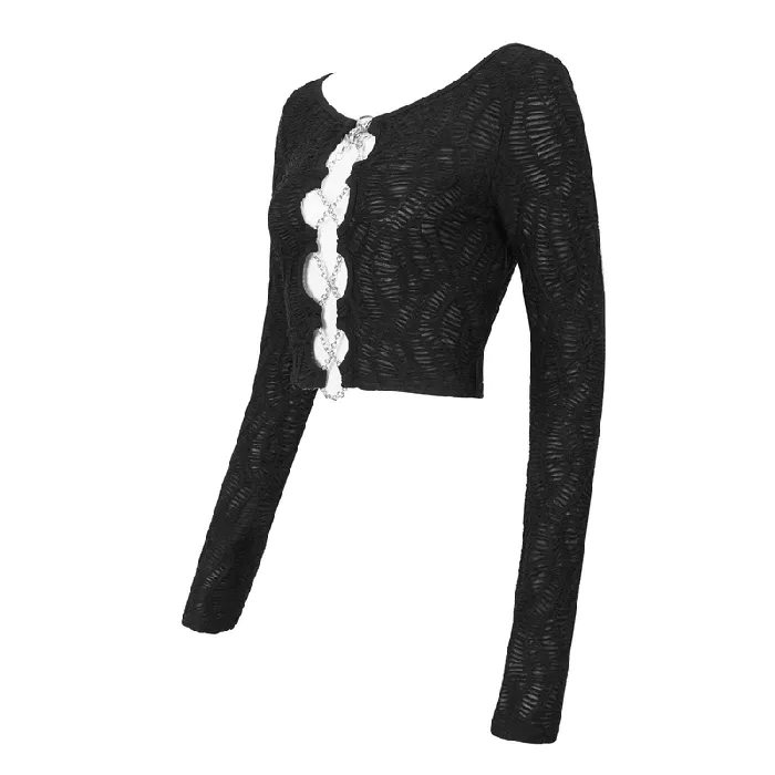 EVEs SECRETS Couples Gothic LaceUp Black Crop Top With Sexy CutOuts