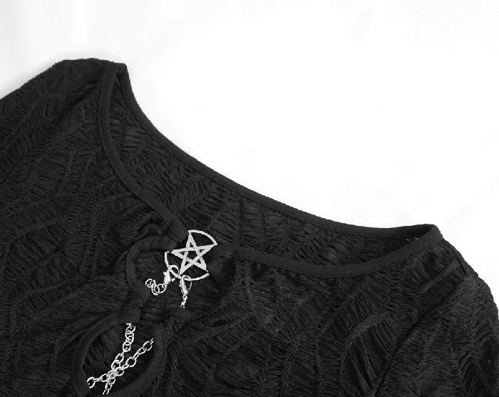 EVEs SECRETS Couples Gothic LaceUp Black Crop Top With Sexy CutOuts