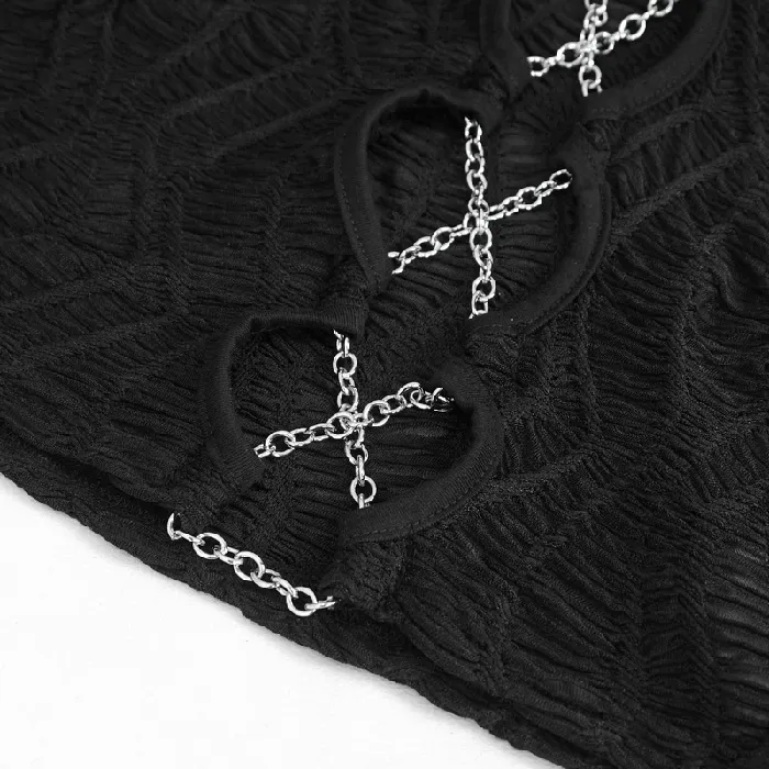 EVEs SECRETS Couples Gothic LaceUp Black Crop Top With Sexy CutOuts